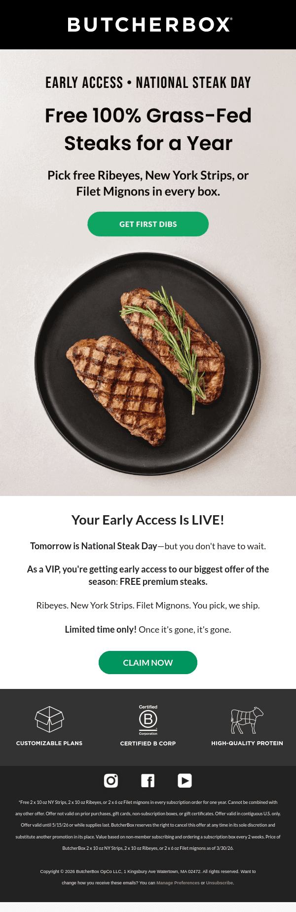 Newsletter preview: VIP Access! 🥩 Free Steak is here!