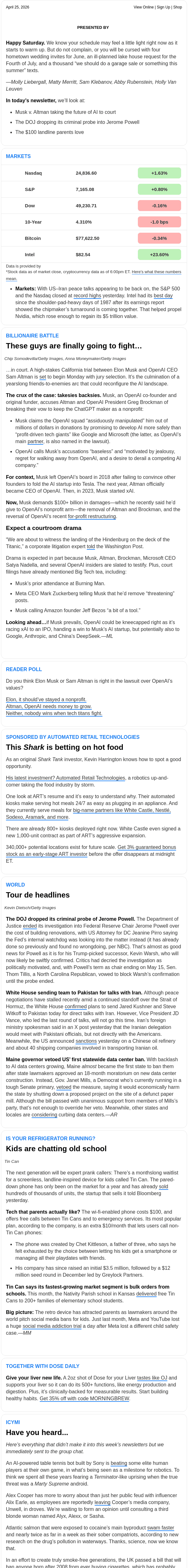 Newsletter preview: ☕ It’s Musk v. Altman time