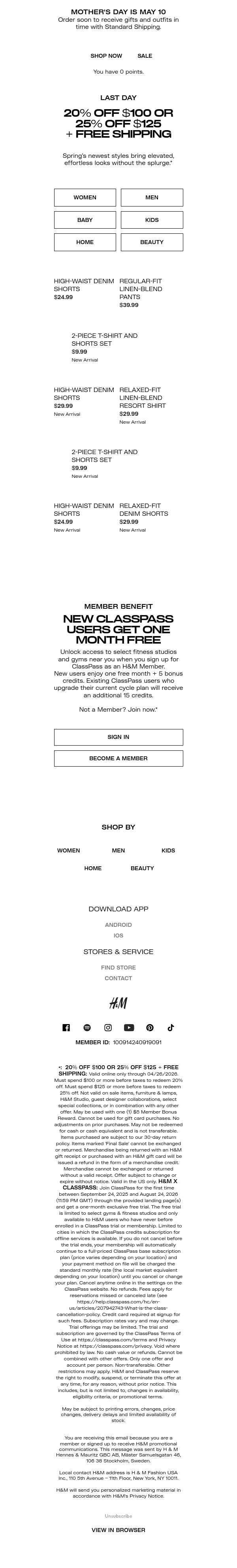 Newsletter preview: 25% or 20% off + free shipping ends tn