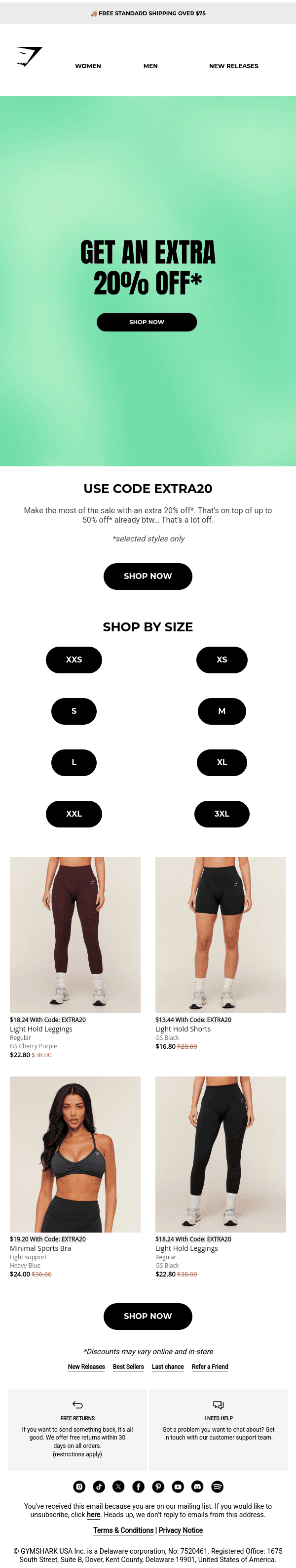 Newsletter preview: Get an extra 20% off* the sale