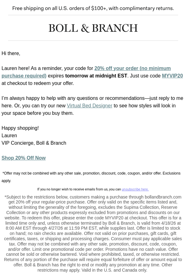 Newsletter preview: Final hours for 20% off sitewide