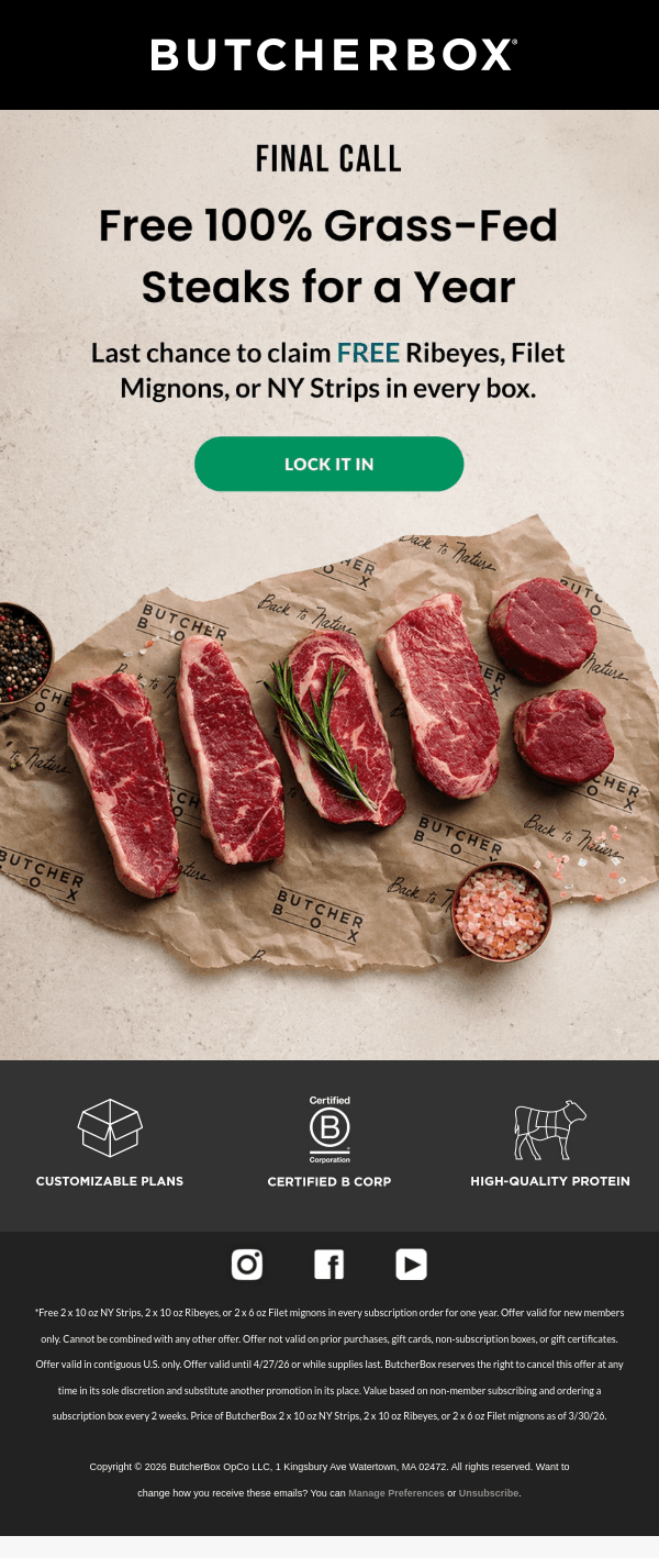 Newsletter preview: ⏰ Last call for free steaks