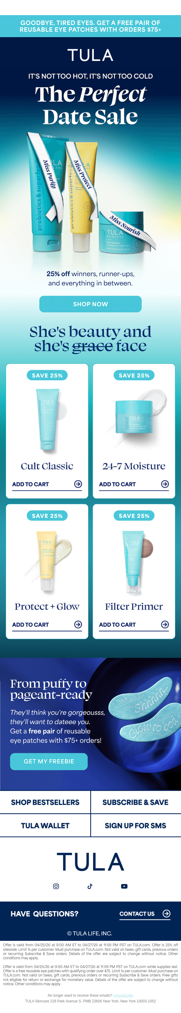 Newsletter preview: Final hours - 25% off sitewide + free eye patches