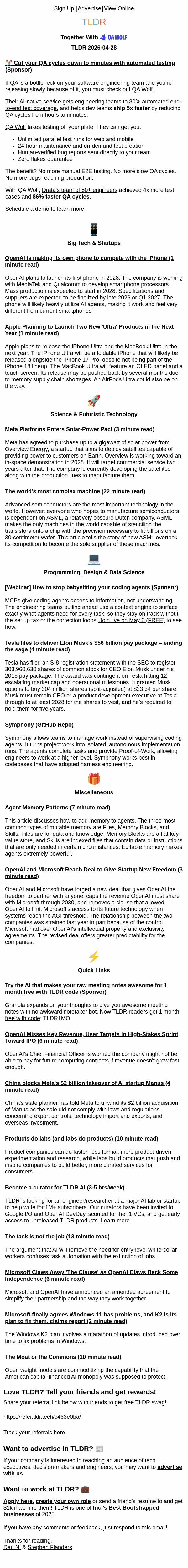 Newsletter preview: OpenAI smartphone 📱, MacBook Ultra 💻, agent memory patterns 🧠