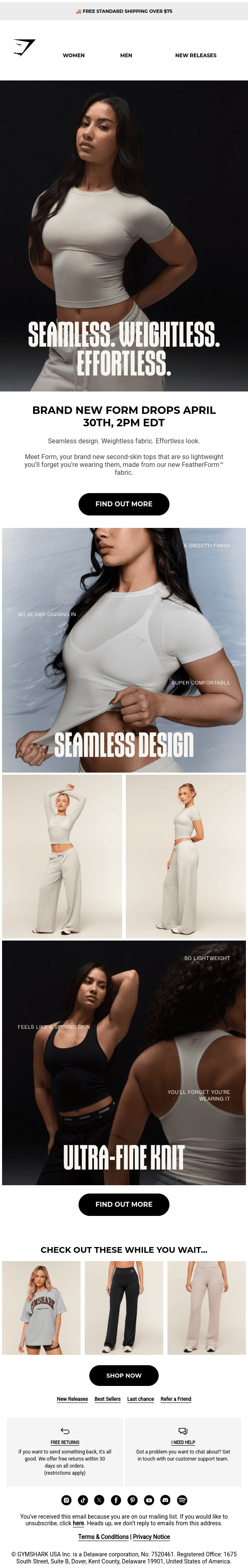 Newsletter preview: NEW second-skin, seamless tops