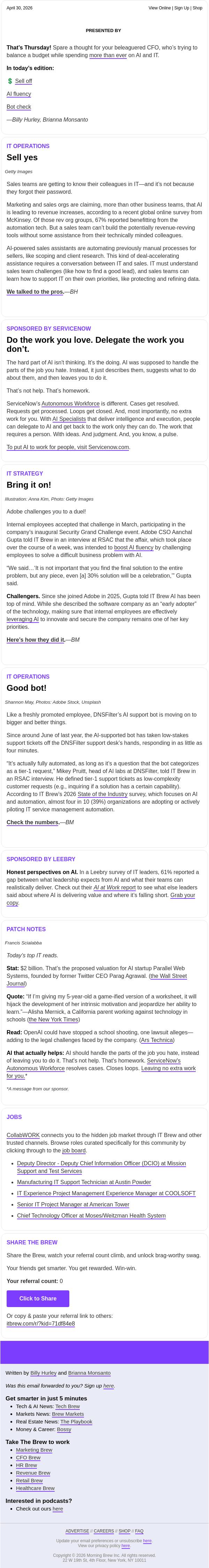 Newsletter preview: ☕️ Sales and IT join forces for AI upgrades