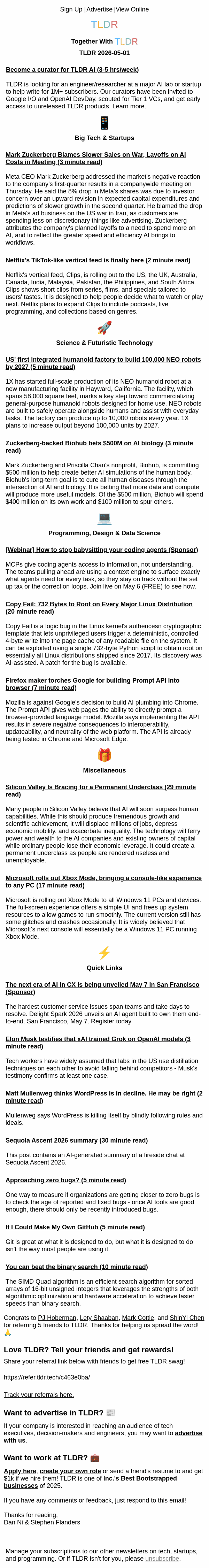 Newsletter preview: Zuckerberg's leaked Q&A 💬, Netflix's vertical feed 📱, Mozilla vs Prompt API 👨‍💻