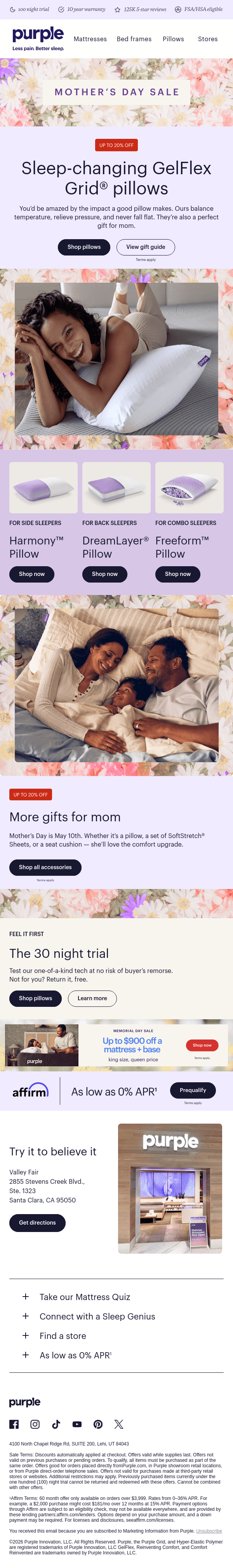 Newsletter preview: Moms LOVE Purple pillows