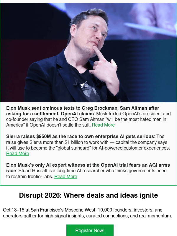 Newsletter preview: Elon Musk sent ominous texts to Greg Brockman, Sam Altman after asking for a settlement, OpenAI claims