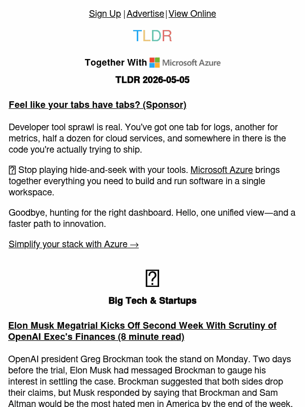 Newsletter preview: OpenAI exec finances 💰, Amazon supply chain services 🚚, Redis arrays 🧑‍💻