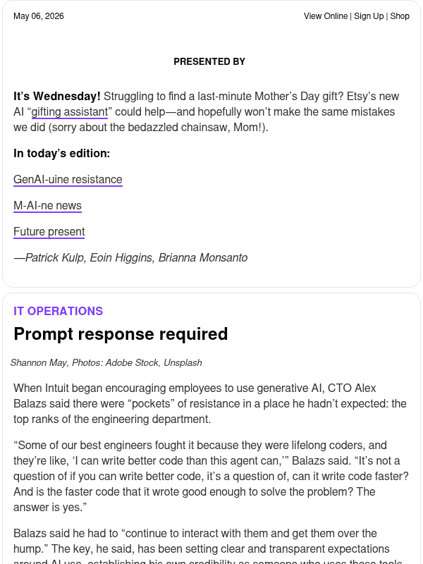 Newsletter preview: ☕️ How can you persuade your workforce to embrace AI?