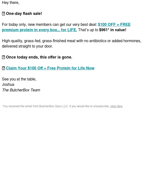 Newsletter preview: Last call ⌛ $100 OFF + FREE Protein for LIFE