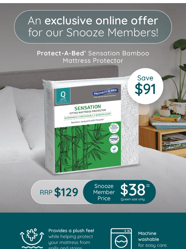 Newsletter preview: Last chance! $38 for a Queen Mattress Protector before it ends...