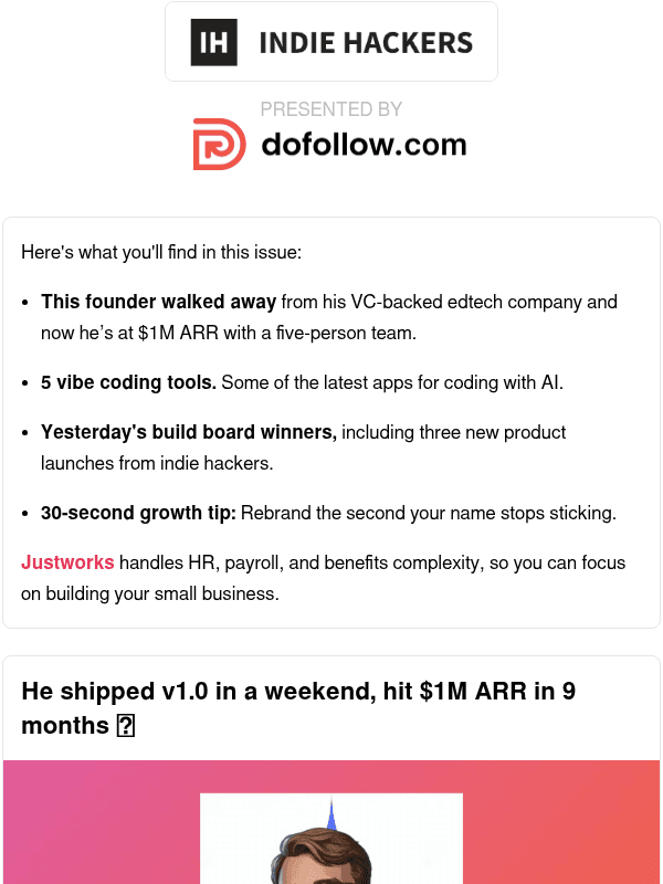 Newsletter preview: 🗞️ What's New: Weekend MVP to $1M ARR, post-AI industries, fix your product name