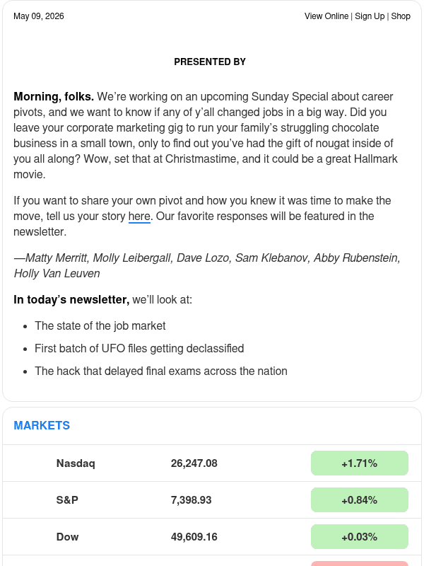 Newsletter preview: ☕️ Good jobs, bad vibes