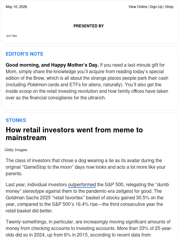 Newsletter preview: ☕ Follow the Money Brew