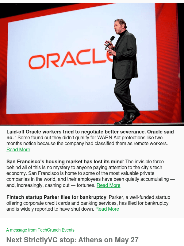 Newsletter preview: Laid-off Oracle workers tried to negotiate better severance. Oracle said no.