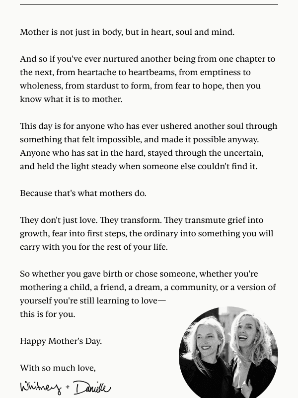 Newsletter preview: A Mother’s Day Message from Our Founders