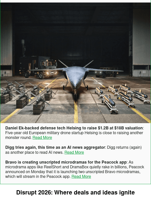 Newsletter preview: Daniel Ek-backed defense tech Helsing to raise $1.2B at $18B valuation