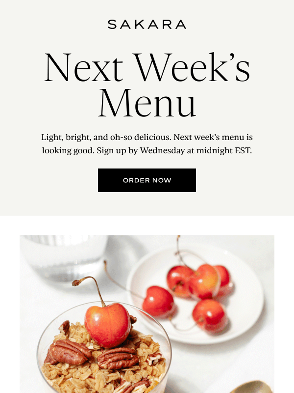 Newsletter preview: A Light, Bright Menu
