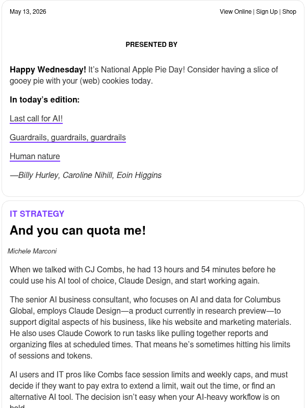 Newsletter preview: ☕ Is your team running low on AI tokens?