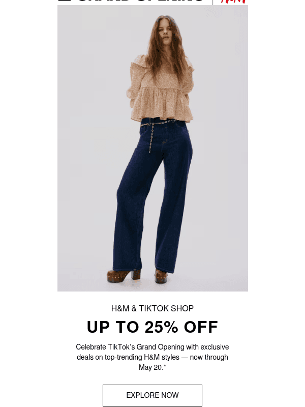 Newsletter preview: Up to 25% off H&M on TikTok Shop