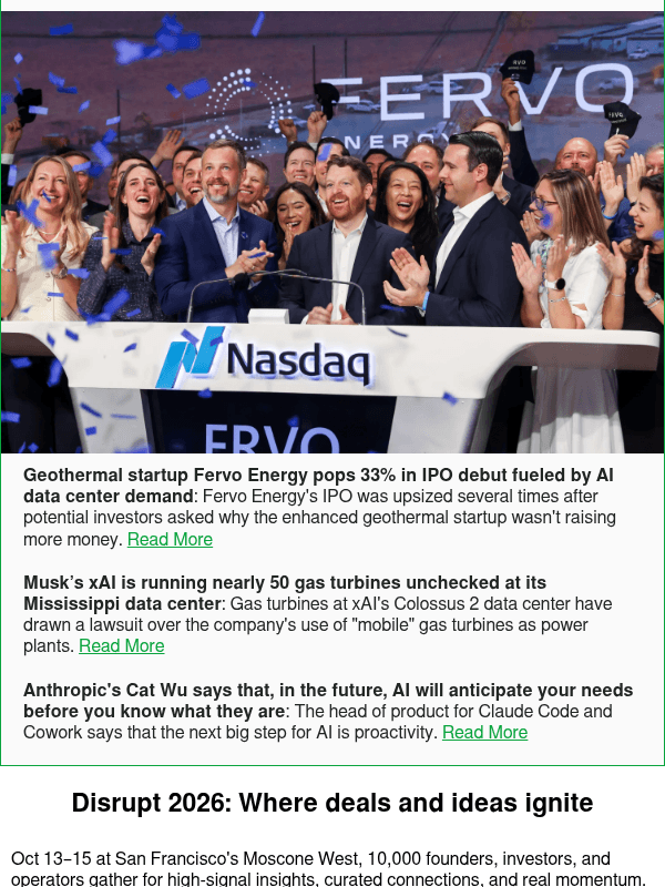 Newsletter preview: Geothermal startup Fervo Energy pops 33% in IPO debut fueled by AI data center demand