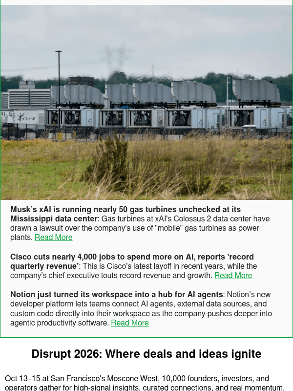 Newsletter preview: Musk’s xAI is running nearly 50 gas turbines unchecked at its Mississippi data center