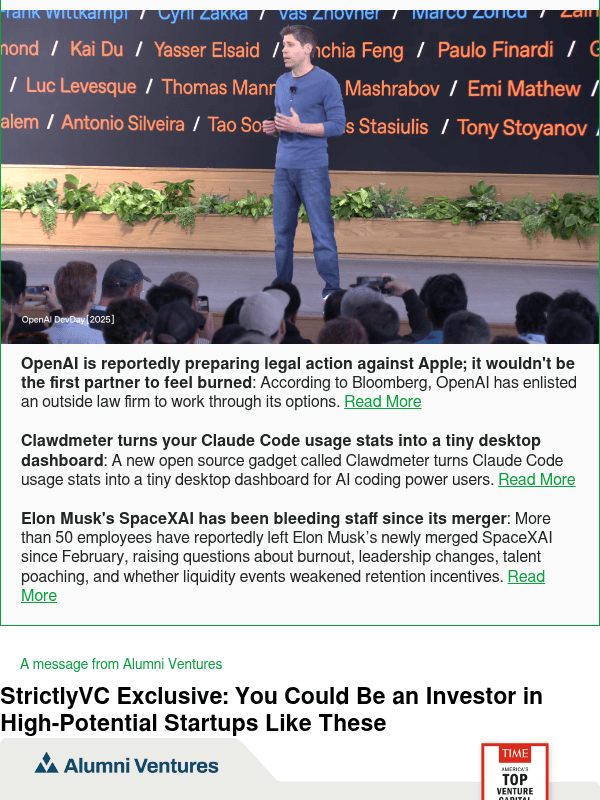Newsletter preview: OpenAI is reportedly preparing legal action against Apple; it wouldn't be the first partner to feel burned
