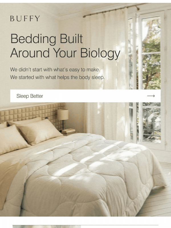 Newsletter preview: Most bedding ignores your biology. Ours starts there.
