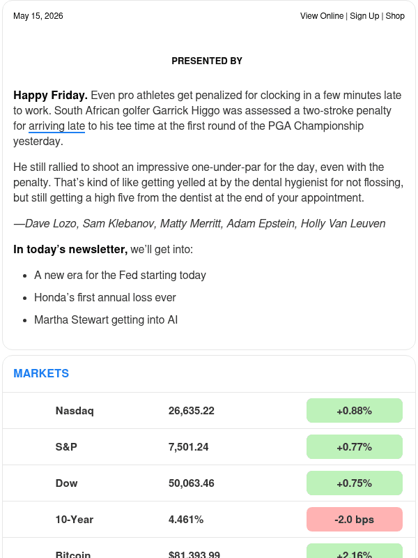 Newsletter preview: ☕️ Never a dull moment