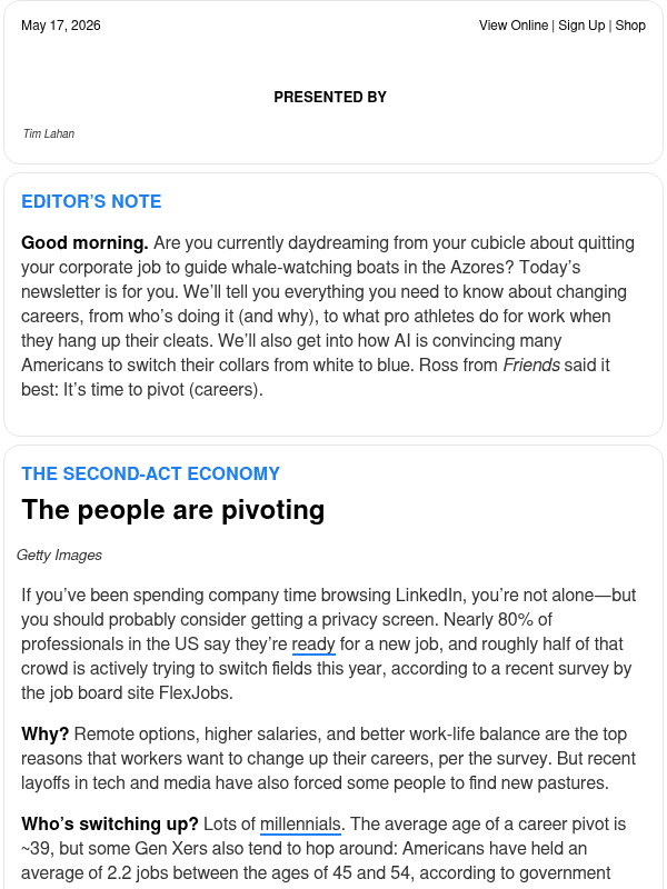 Newsletter preview: ☕ Second Acts Brew