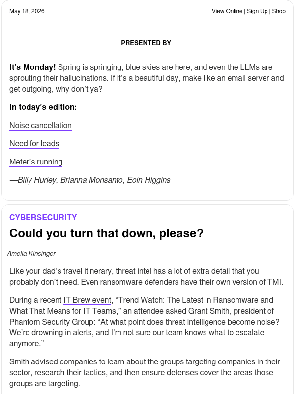 Newsletter preview: ☕ TMI! TMI!