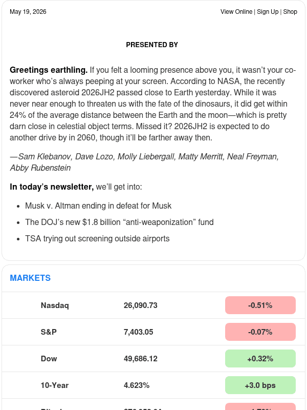 Newsletter preview: ☕️ Elon loses it