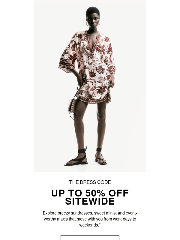 Newsletter preview: Up to 50% off sitewide starts now