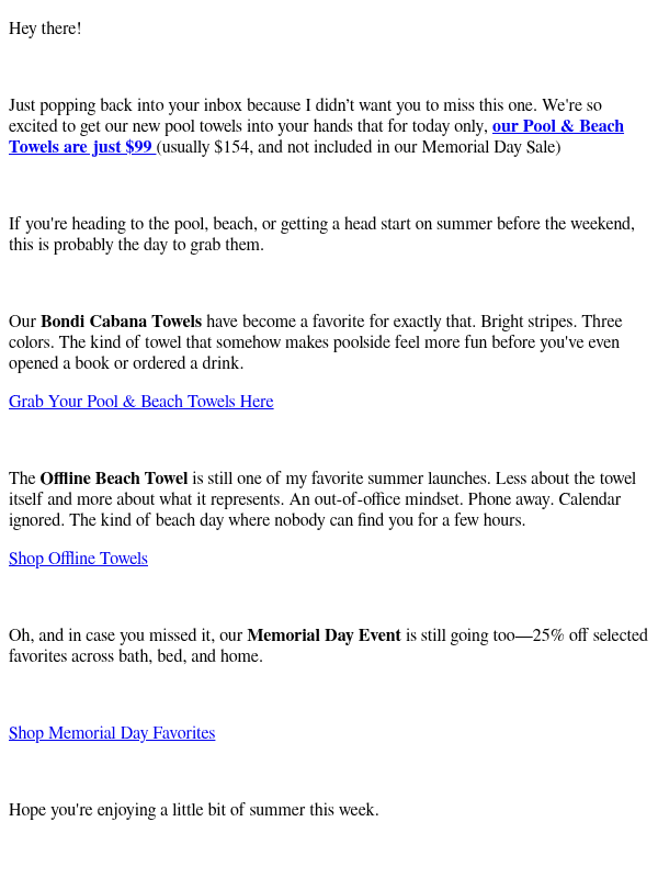 Newsletter preview: re: Today's Doorbuster Offer (+ 25% off Sale)