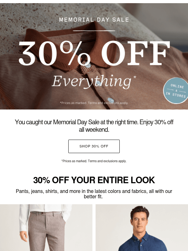 Newsletter preview: First Day of 30% Off, Best Time to Shop