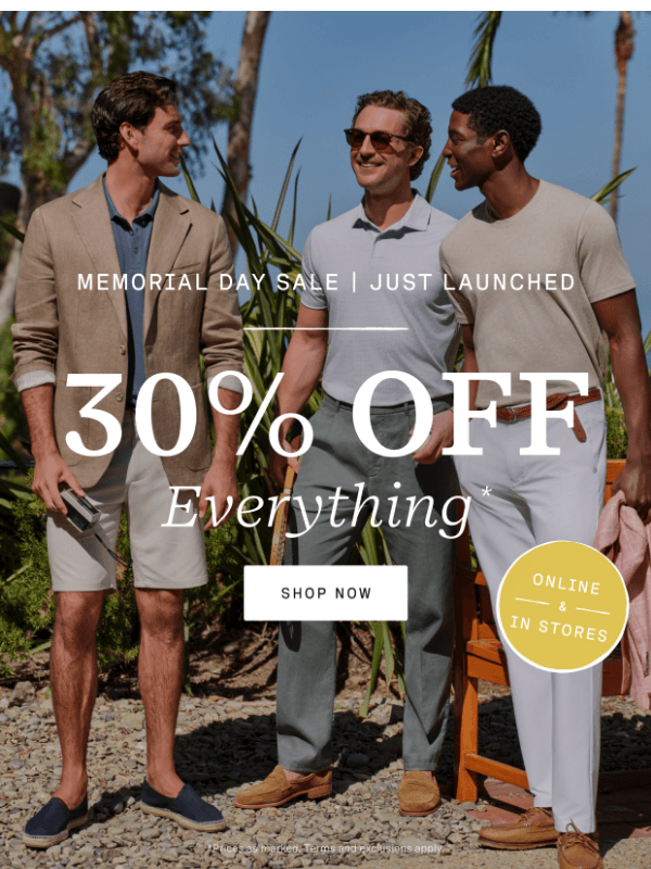 Newsletter preview: The Sale’s Live | Enjoy 30% Off Everything