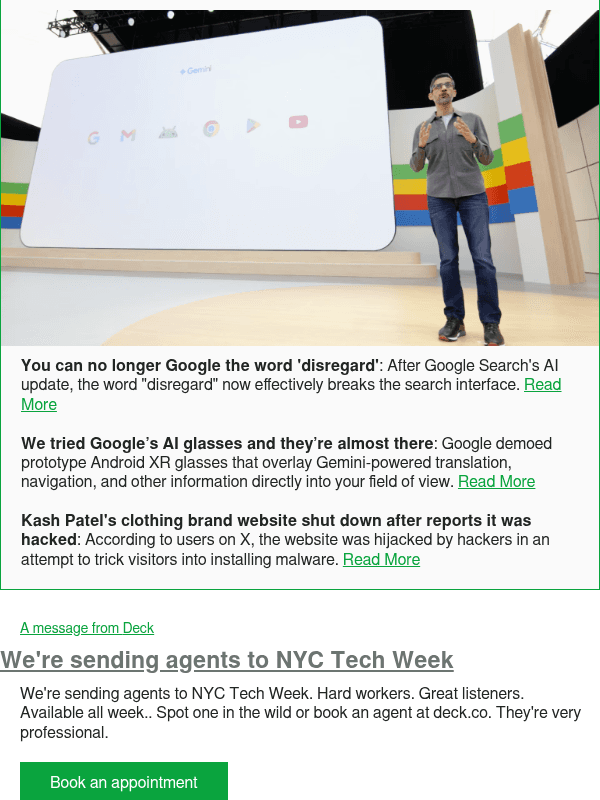 Newsletter preview: You can no longer Google the word 'disregard'