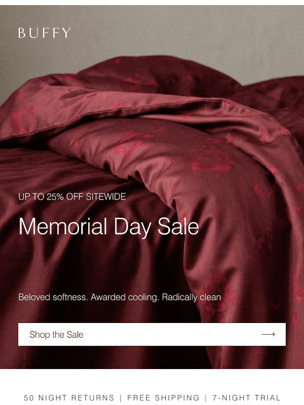 Newsletter preview: "I sweat all night. 25% off bedding that fixed it."