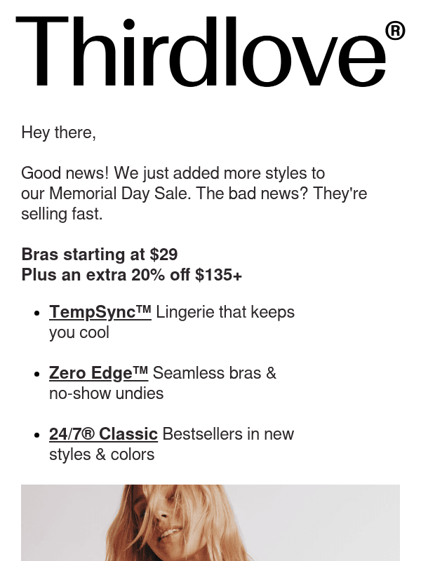 Newsletter preview: $29 BRAS: New styles just added!