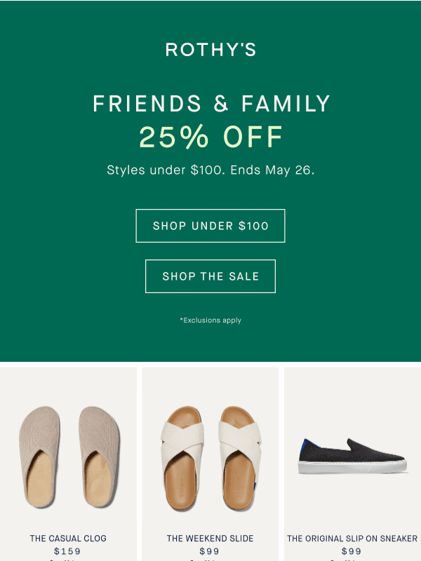 Newsletter preview: Tons under $100 thanks to 25% off select styles.