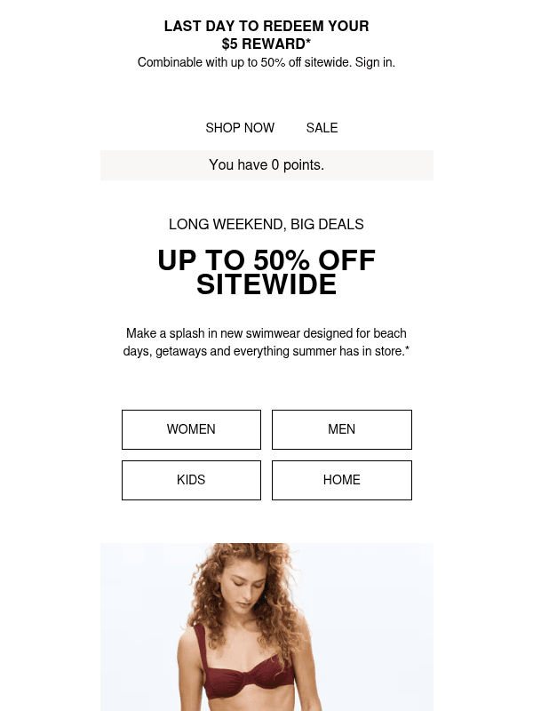 Newsletter preview: Swim is in & up to 50% off