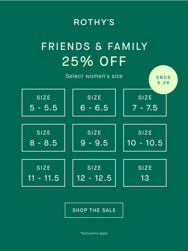 Newsletter preview: 25% OFF YOUR SIZE INSIDE. Exclusions apply.