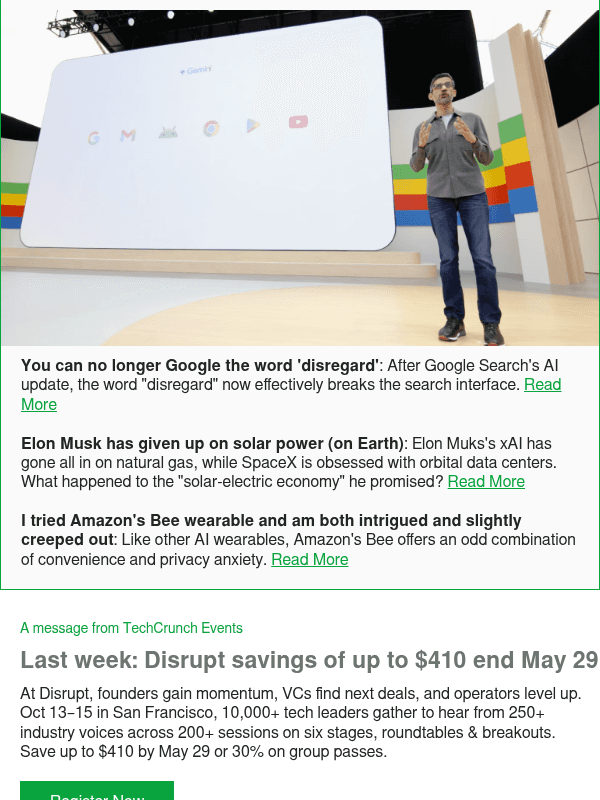 Newsletter preview: You can no longer Google the word 'disregard'