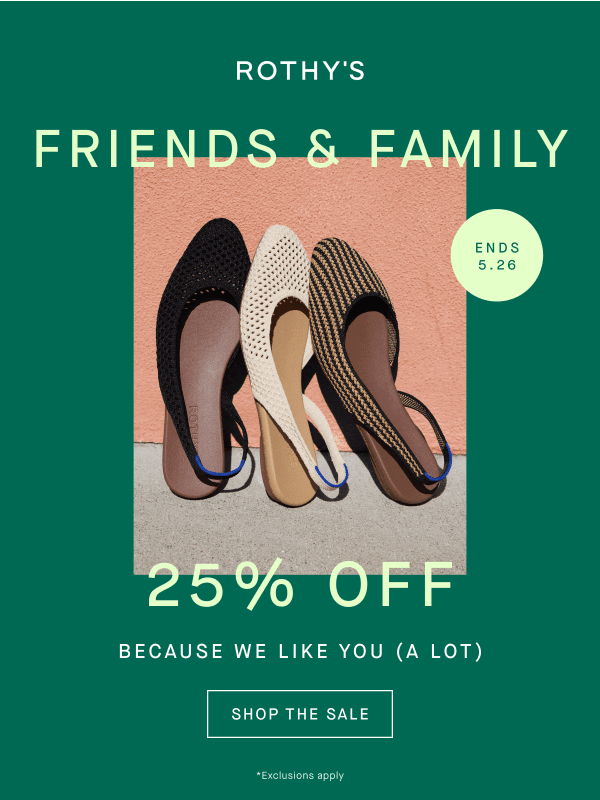Newsletter preview: Select Flats 25% off.