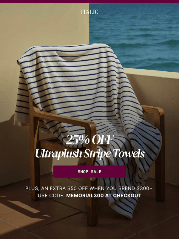 Newsletter preview: Today Only: Extra $50 off $300+