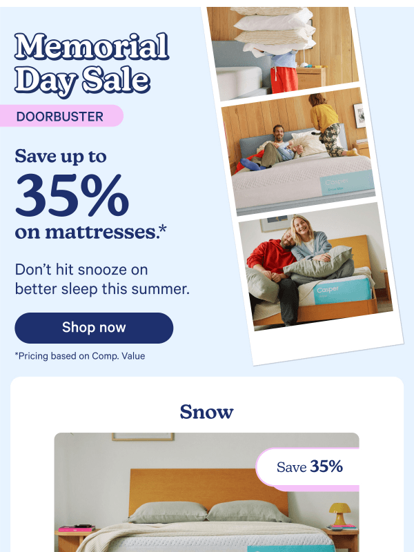 Newsletter preview: Memorial Day Doorbusters: Save up to 35%