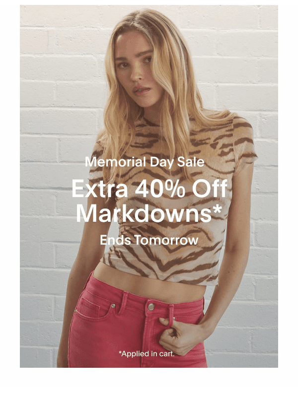 Newsletter preview: ENDS TOMORROW: Memorial Day Sale