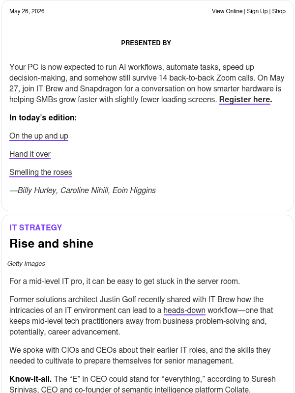 Newsletter preview: ☕ Going up?